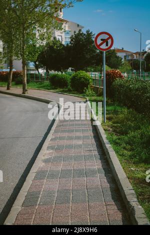 No left turn street sign Stock Photo