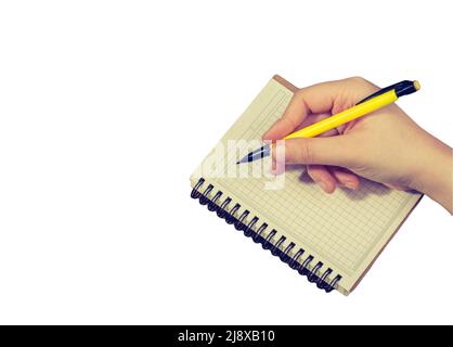 Note book spreadsheet pages. Opened blank note book isolated on white. Stock Photo