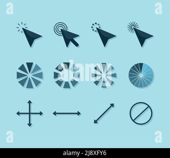 twelve mouse pointers Stock Vector
