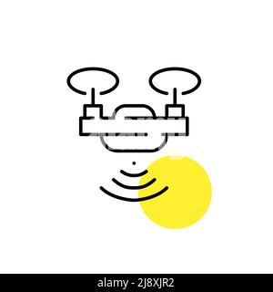 Flying drone with wireless control. Pixel perfect, editable stroke icon ...
