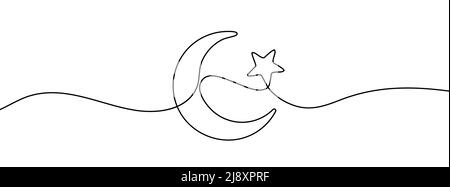 Continuous line drawing of the flag of Turkey. One line drawing background. Vector illustration. Turkey flag in continuous line design. Stock Vector
