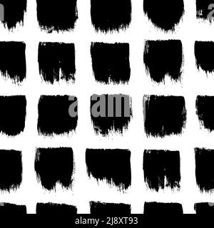 Hand drawn geometric pattern with black squares. Stock Vector