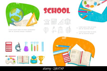 trophy ruler calculator and pencils design, Back to school eduacation ...