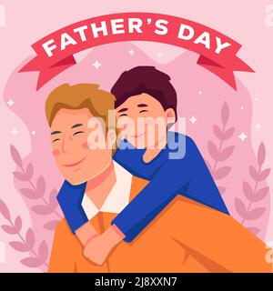 fathers day card with dad carrying daughter characters Stock Vector ... image