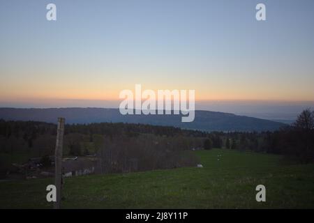 La Vue des Alpes, Jura, Switzerland in the evening Stock Photo