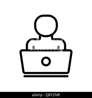 Vector icon of person with laptop. suitable for education icon.Line icon style. Simple design illustration editable Stock Vector