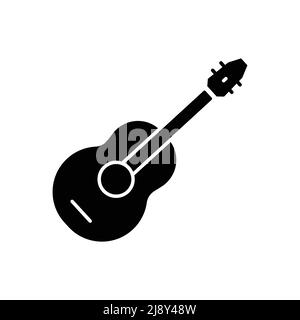 acoustic guitar vector icon. music, instrument, tone. Solid icon style, glyph. Simple design illustration editable Stock Vector