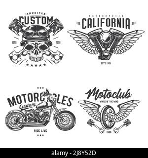 Grand prix racing crazy pistons motorclub black emblems set isolated vector  illustration Stock Vector Image & Art - Alamy