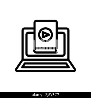Online book icon vector. educational literacy, laptop, book. Line icon style. Simple design illustration editable Stock Vector