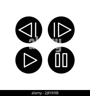 Button icon vector. music, next, back, stop, play. Solid icon style, glyph. Simple design illustration editable Stock Vector