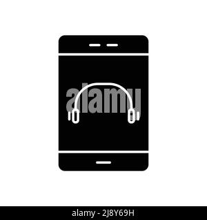 Mobile vector icon with megaphone. music, listening music. Solid icon style, glyph. Simple design illustration editable Stock Vector