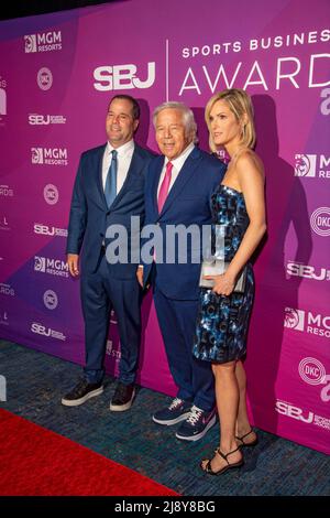 New York, United States. 18th May, 2022. Dan Kraft, Robert Kraft and Dana Blumberg attend the 15th Annual Sports Business Awards at New York Marriott Marquis Hotel in New York City. Credit: SOPA Images Limited/Alamy Live News Stock Photo