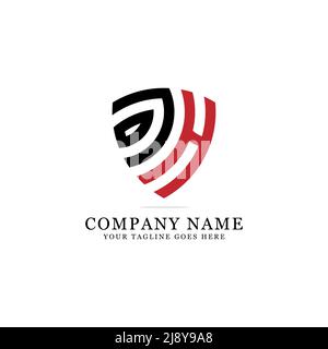 Monogram Letter of DH logo design inspiration,initial name DH logo shield vector Stock Vector