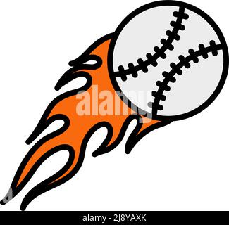 Baseball Fire Ball Icon. Editable Bold Outline With Color Fill Design. Vector Illustration. Stock Vector