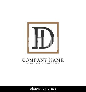 initial name DH logo design vector, simple letter name DH logo inspirations Stock Vector