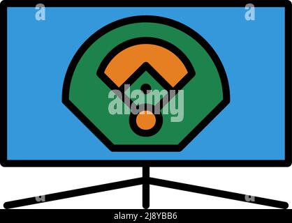 Baseball Tv Translation Icon. Editable Bold Outline With Color Fill Design. Vector Illustration. Stock Vector