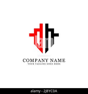 DH initial name logo design vector, letter name of D and H Shield logo inspiration Stock Vector