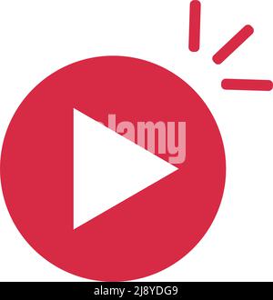 Red pop-up play button icon. Editable vector. Stock Vector