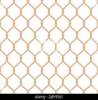 Woven Rope Fishing Net Banner on White Background. Hand Drawn Maritime  Vector Seamless Border Pattern Stock Illustration - Illustration of mesh,  background: 173819716