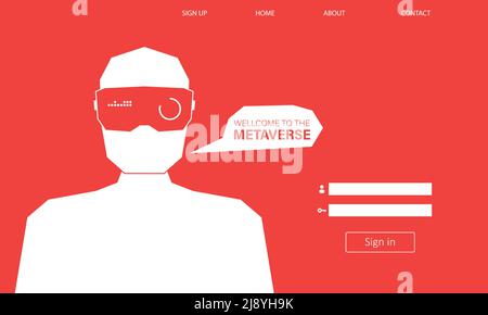 Man with virtual reality VR goggle playing AR augmented reality game and entertainment, NFT game futuristic lifestyle Stock Vector