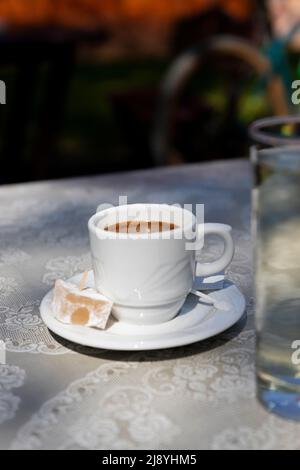 Coffee cup on the table. Traditional turkish coffee Stock Photo