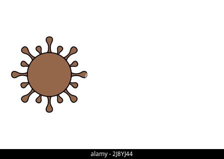 Virus. Design of a brown virus representing monkeypox. White background with space for text. Illustration. Horizontal design. Viruela del mono. Stock Photo