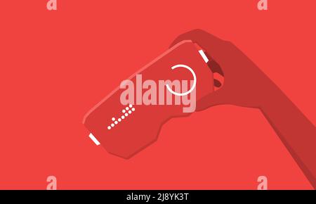 Virtual reality glasses in hand, isolated on background. Metaverse concept Stock Vector