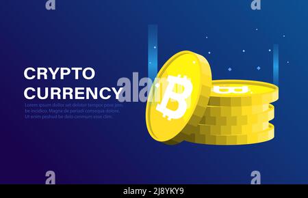 BINCOIN banner background. Illustration of falling coins. Stock Vector