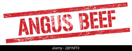 ANGUS BEEF text on red grungy rectangle stamp sign. Stock Photo