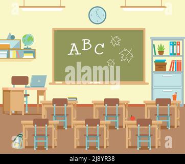 Modern class room interior. Vector illustration in flat style Stock Vector