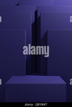 Dark blue 3D rendering simple, minimal, geometric background product ...