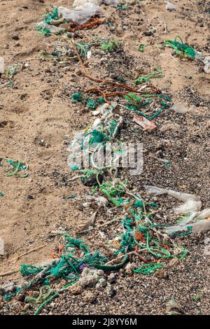 Plastic pollution on the beach at Baia de Parda, east coast of Sal ...