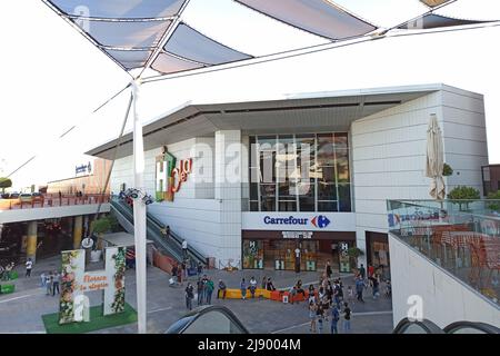 Huelva, Spain - May 10, 2022: Carrefour hypermarket at Holea Shopping center. Holea is a major mall in Huelva it opened in late 2013. Holea is a outdo Stock Photo