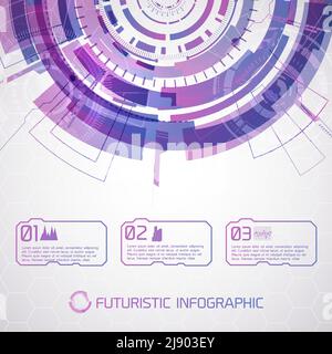 Modern virtual technology conceptual background with futuristic round half-circle and scene touch selector with text and pictograms vector illustratio Stock Vector
