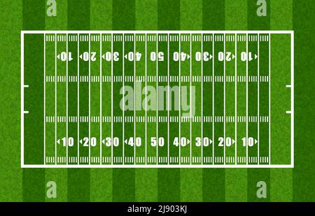 Overview of American Football Field Showing Yard Lines Stock Vector