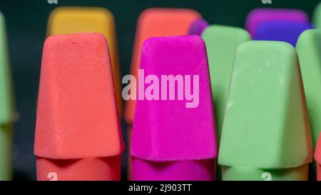 Macro image of colorful pencil erasers Stock Photo