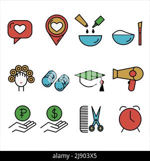 Hair salon icon set. Included the icons as hair cut, cleaning, barber ...