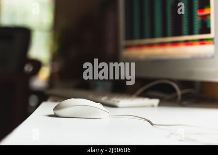 Shallow depth of field, Computer mouse with screen. Stock Photo