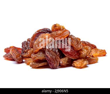 Close up photo of dried grape on isolated white background. Stock Photo