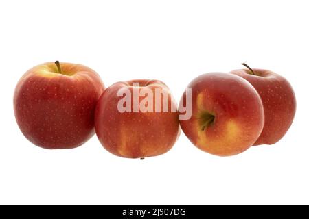 Fruit image four red ripe apples on white background Stock Photo