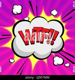 WTF lettering concept in pop art style for print and design. Vector illustration. Stock Vector