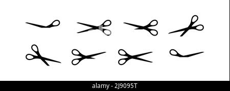 Scrissors silhouette black simple vector icon set. Stock Vector