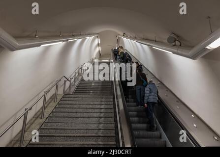 Athens, Attica - Greece - 12 26 2019 View over the staircase of the Acropolis metro station Stock Photo