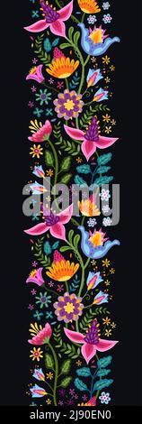Lovely hand drawn floral seamless pattern with coloful flowers and leaves, vibrant background, great for textiles, surfaces, backgrounds, banners, wal Stock Vector