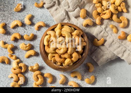 Homemade Roasted Salted Cashews in a Bowl Stock Photo