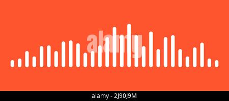 Waves of the equalizer sound isolated on red background. White wave or voice message. Vector Illustration. Stock Vector