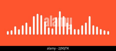 Waves of the equalizer sound isolated on red background. White wave or voice message. Vector Illustration. Stock Vector