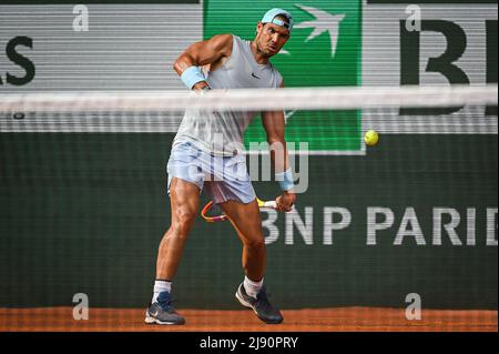 Paris, France, France. 18th May, 2022. Rafael NADAL of Sapin during a training session of Roland-Garros 2022, French Open 2022, Grand Slam tennis tournament at the Roland-Garros stadium on May 18, 2022 in Paris, France. (Credit Image: © Matthieu Mirville/ZUMA Press Wire) Stock Photo