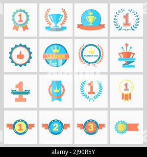 First Place Badges and Winner Ribbons vector illustration Stock Vector