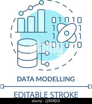 Data modelling turquoise concept icon Stock Vector